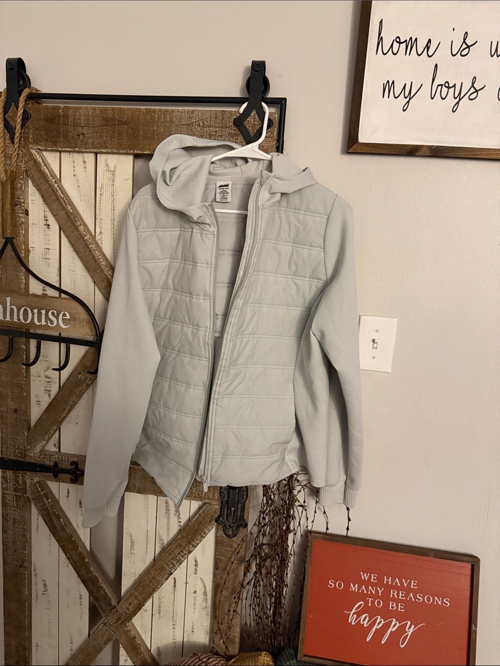 Avia Light Gray Quilted Hooded Jacket